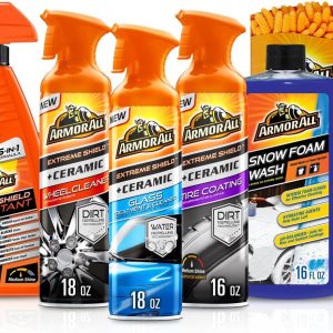 Armor All Ultimate Car Detailing Kit, Includes Car Wash, Glass Cleaner, Tire Cleaner, Microfiber Accessories (9 Piece Kit)